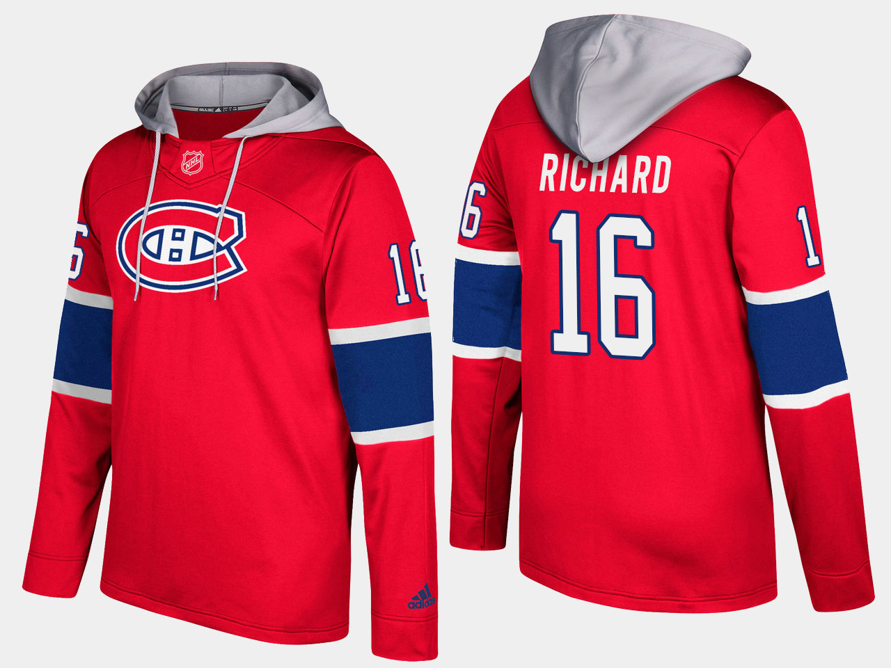 Men NHL Montreal canadiens retired 16 henri richard red hoodie